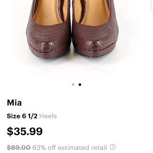 MIA Talia Burgundy Python Heels NWOT